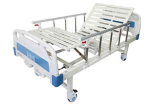 Lit d'hôpital manuel à 2 manivelles avec têtes de lit et pieds de lit en ABS, 2 fonctions, capacité de 230 kg, en acier laminé à froid pour salle d'hôpital - Product Image 5