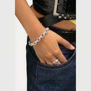 Pulsera de cadena de oro rosa auténtico con diamantes de talla brillante redonda y engaste de canal, de lujo, unisex, para uso diario. - Product Image 1