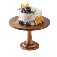 Support à gâteau en bois d'acacia, support à gâteau rond en bois antique, base pour assiette à gâteau, présentoir alimentaire pour table de desserts
