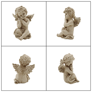 Juego de 3 Estatuas de Querubín de Resina Duradera de Alta Calidad, Acabado en Piedra Antigua, Mini Figuras de Ángeles para Decoración de Jardín y Patio - Product Image 3
