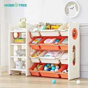 <span class=keywords><strong>Meuble</strong></span> de <span class=keywords><strong>Rangement</strong></span> Enfant Thème Ours, Étagère en Plastique pour Jouets et Intérieur - Product Image 1