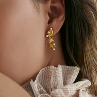 NOUVEAU VINTAGE COUR PRINCESSE BAROQUE BOUCLES D'OREILLES Dazan New INS Trendy 18k Pvd Plaqué Or Acier Inoxydable BRÉSILIEN ROBE BIJOUX