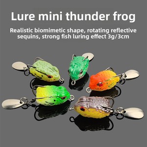 Nouvelle Leurre Mini Grenouille <span class=keywords><strong>Popper</strong></span> 3g/3cm pour <span class=keywords><strong>Black</strong></span> <span class=keywords><strong>Bass</strong></span>, Appât Artificiel Bionique Réaliste en PVC Souple pour Rivière avec Hameçons et Lame, Vente en Gros - Product Image 5