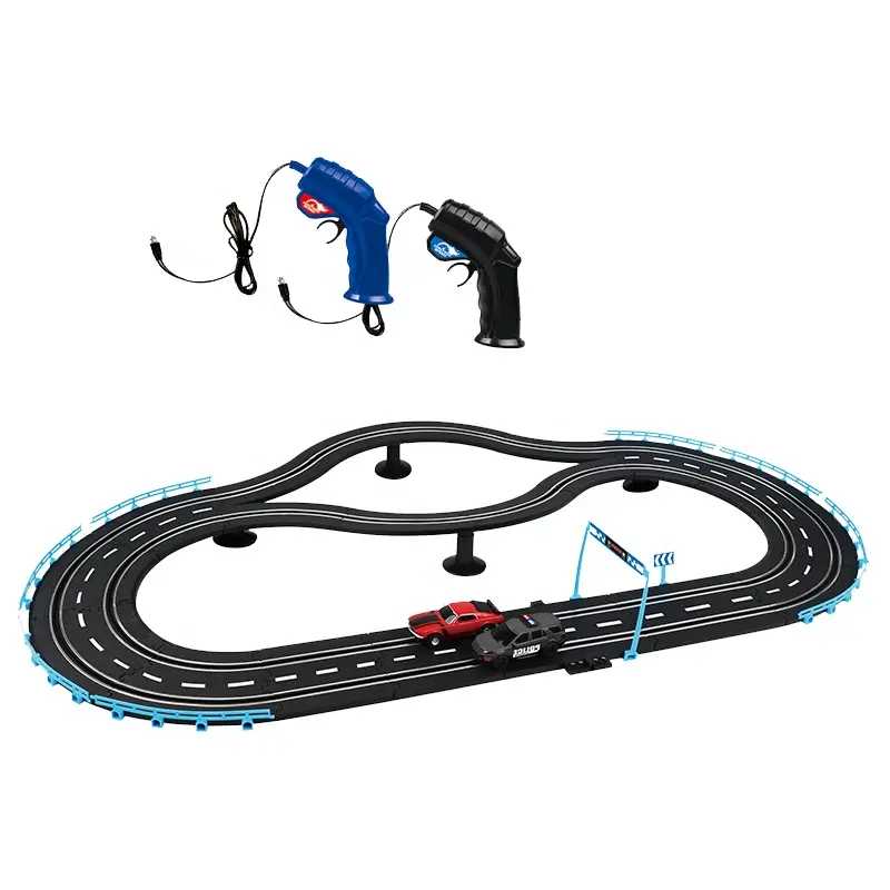 Mini pista de coche eléctrico, juguete con ranura, escala 1:43, juegos de pistas de carreras de construcción DIY para niños
