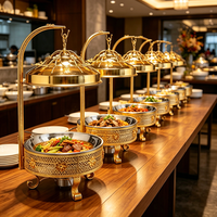 Chauffe-plat suspendu FLEY de style arabe 8L doré, à alcool, économe en énergie, pour buffet d'hôtel et restauration