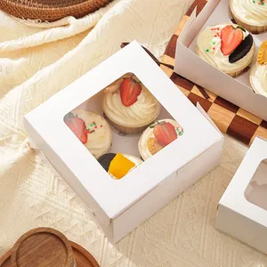 Elegante Caja <span class=keywords><strong>para</strong></span> Pasteles y Galletas de Panadería, Caja Individual con Tapa Abatible, Cartón Color Marfil, Laminado Mate, Caja Cuadrada <span class=keywords><strong>para</strong></span> Galletas con Ventana - Product Image 4