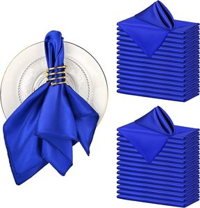 Servetten voor bruiloften, stoffen servetten, rode polyester satijnen servetten, 12x12 inch, zijdezachte tafellinnen & -hoezen - Product Image 4