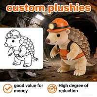 Peluche personnalisée Pangolin Mineur avec casque, super douce, texture écaille détaillée, câlinable, jouet anti-stress pour anniversaire