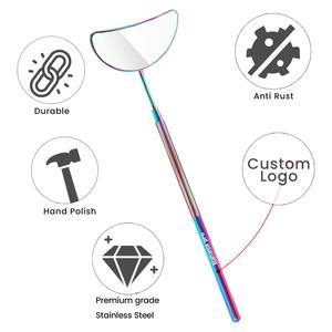 Miroir à cils en forme de lune en acier inoxydable, miroir à extensions de cils avec revêtement multicolore, logo personnalisé multicolore, coffret cadeau pour le maquillage - Product Image 2