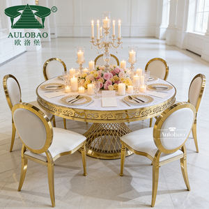 Mesas redondas de boda de lujo con tablero de MDF blanco y base de acero inoxidable - Product Image 4