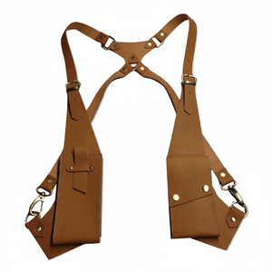 Sac de poitrine en cuir véritable à motif bonbon tendance avec rivets et lettres décoratives - Product Image 1