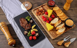 Plateau à fromage écologique en pierre naturelle et bois d'acacia, plateau alimentaire, <span class=keywords><strong>assiette</strong></span> à steak, vaisselle pour le camping, gravé, directement de l'usine - Product Image 4