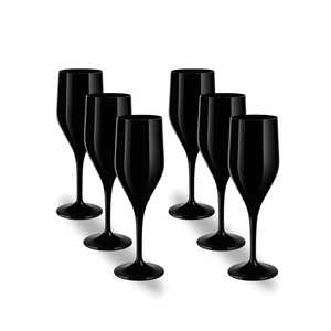 Flûtes à champagne noires 150cc réutilisables incassables en plastique, lot de 6 - Product Image 1