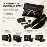 Pochette de luxe en satin brillant avec nœud en ruban, logo personnalisé, pochette enveloppe en soie pour emballage d'extensions capillaires, idéale pour les salons