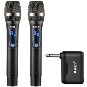Microfoni Wireless Dinamici Doppi Kasp G16B 2.4G in Metallo con Ricevitore Ricaricabile, Portata 100m, Sistema Plug-and-Play per Palcoscenico - Product Image 1