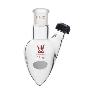 10 ml 15 ml 25 ml 200 ml birnenförmige Kochflasche mit gewindetem Seitengefüge borosilikat-Glas Rotationsverdampferflasche