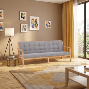 Modern Premium 3-Seater <b>Sofa</b> with Solid <b>Wood</b> <b>Frame</b> Comfortable Triple Seater Lounge Chair for Contemporary Living Room - Product Image 1