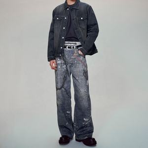 جينز رجالي مستقيم مطبوع بتصميم مخصص، جينز هيب هوب صديق للبيئة عالي الجودة 100% قطن، جينز رجالي مستقيم مطبوع رقمياً - Product Image 2