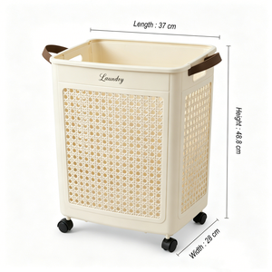 Cesto per Bucato Pieghevole <span class=keywords><strong>con</strong></span> <span class=keywords><strong>Ruote</strong></span>, Grande Capacità, Contenitore per Vestiti Sporchi Resistente all'Umidità per Bagno e Casa - Product Image 4