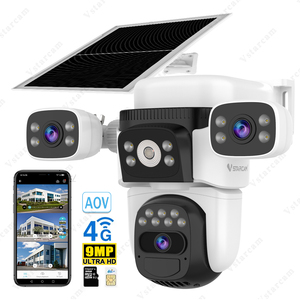 4G Солнечная камера 3 объектива 9MP 6K HD Водонепроницаемая Ip66 Sim-камера GSM Lte 4G Солнечная цветная ночное видение двустороннее аудио 8 Вт Солнечная BG621SR - Product Image 1