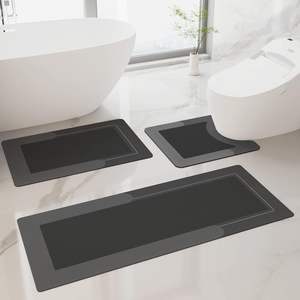 3-Piece Eco-Friendly Super Absorbent Cartoon Print Anti-Slip Diatomite <b>Bathroom</b> <b>Rug</b> <b>Set</b> U-Shaped Toilet <b>Rug</b> Shower Mat Machine - Product Image 1