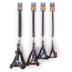 Competitive Price Packaging Webbing Cotton Colorful Waterproof Chain Blue Collar Hiking Dog Leash And Dog Harness Set Leather