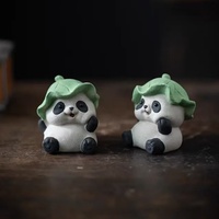 Adorable figurine de panda en argile Yixing Zisha, design de dessin animé, accessoire de thé fait main, ornement pour table à thé