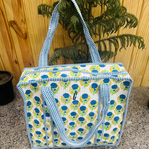 Vintage Quilted Cotton Zipper Tote <b>Bag</b> Reusable Boho Women's Shoulder <b>Bag</b> for Summer Travel Hospital Visits <b>Beach</b> - Product Image 1