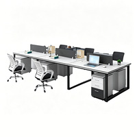 Poste de travail en acier BGZ-006X, bureau et chaise combinés pour quatre personnes, écran d'ordinateur de bureau