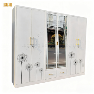 ตู้เสื้อผ้าเหล็ก 5 บาน สไตล์โมเดิร์น มินิมอล สำหรับห้องนอน เฟอร์นิเจอร์โรงแรม ตู้เหล็กแขวนผ้า สำหรับใช้ในบ้าน - Product Image 1