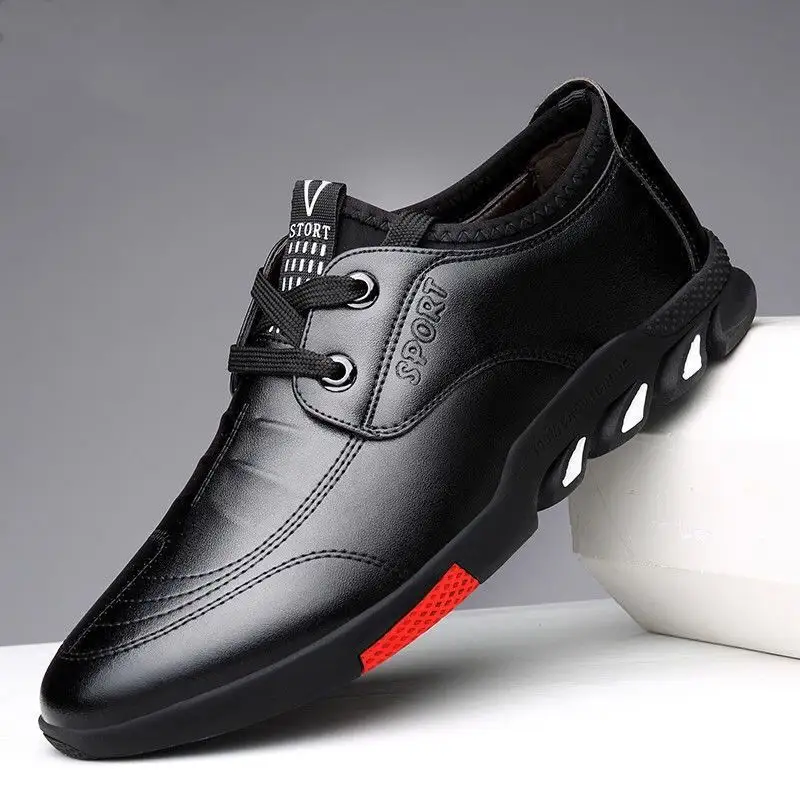 Billig Leicht gewicht formale schwarze Jogging Walking Fahrer Schnürung Herren Leder lässig neuen Stil Loafer Schuhe Männer