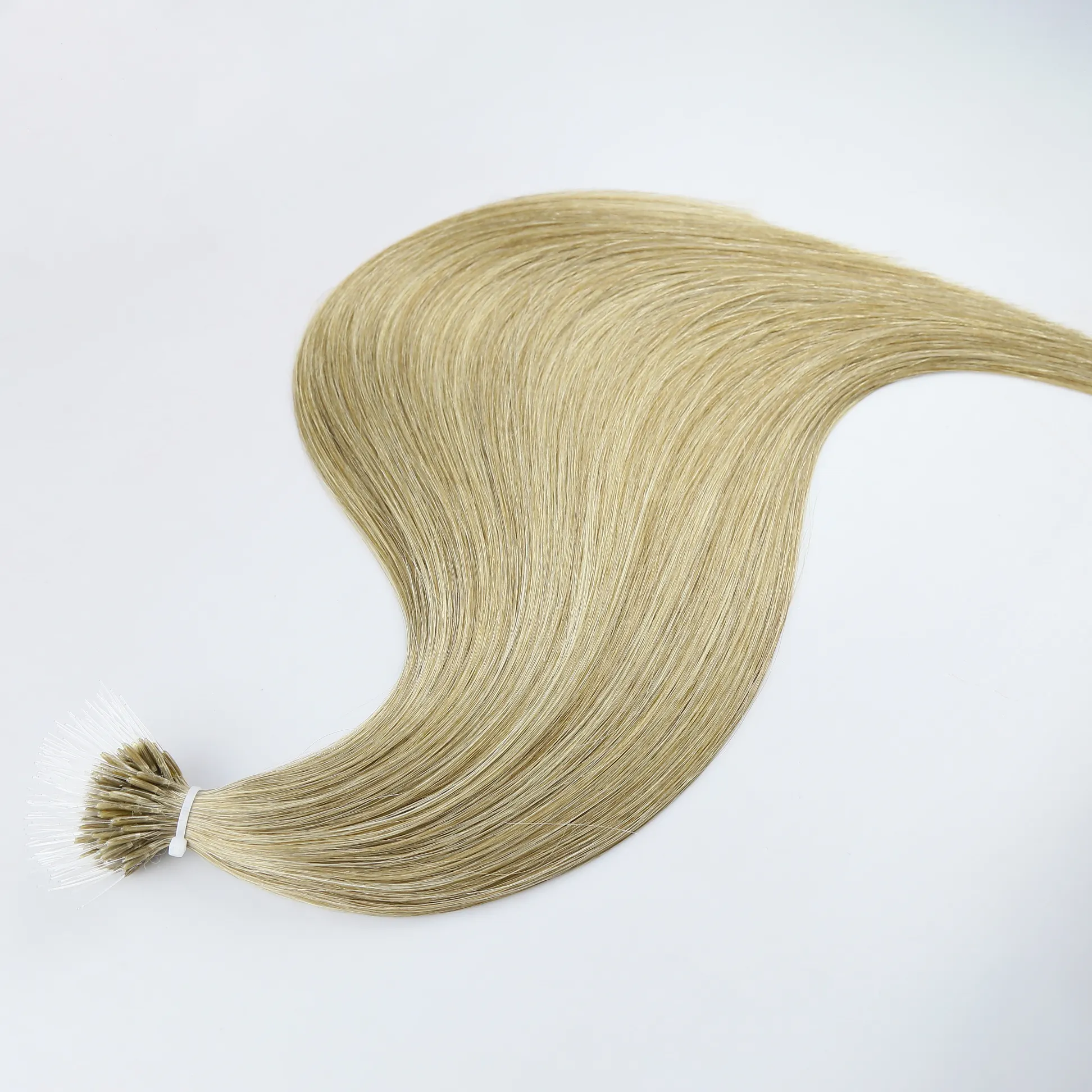 Rambut perawan warna terang plastik Nano ujung sehat ujung plastik Nano ekstensi rambut manusia