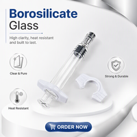 Seringue en verre vide de 5 ml (5 cc) avec embout Luer Lock et poignée ergonomique pour produits cosmétiques et acide hyaluronique