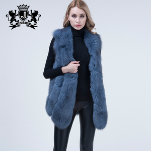 Venta caliente real de <span class=keywords><strong>piel</strong></span> de zorro <span class=keywords><strong>chaleco</strong></span> sin mangas damas en forma de C de las mujeres <span class=keywords><strong>Chaleco</strong></span> de invierno - Product Image 3