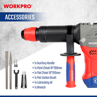 Taladro percutor rotatorio WORKPRO de 26 mm con velocidad variable, 1300 W, con cable, compatible con OEM
