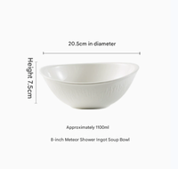 Grand bol en céramique blanche côtelée, bol de service profond pour salade, soupe, ramen, usage commercial pour hôtels et restaurants
