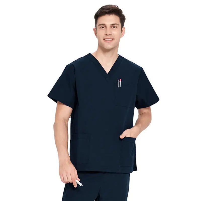 New Model Black Unisex Multi Pockets Stretchable Scrubs Medical Scrubs Uniforms