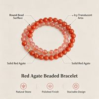 Bracelet en Agate Rouge Flottante Naturelle de Baoshan pour Femme, Élément Feu, Double Tour, Bracelet Porte-Bonheur en Cordon Rouge
