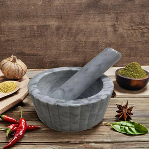 Haute qualité marbre naturel pierre mortier pilon grande taille herbe épices outil de meulage Shaker couvercle boîte cuisine utilisation pour poivre sel - Product Image 2