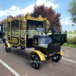 European Vintage Royal Carriage Hearse Embossed Golden <b>Ornaments</b> Four Wheels For Memorial Procession - Product Image 4