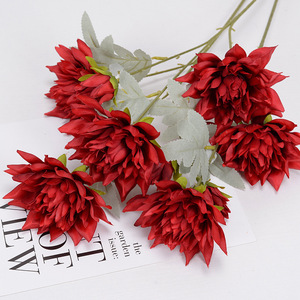 Flor Artificial de Dalia de Seda, 3 Cabezas, Tallo Largo, Dalia <span class=keywords><strong>Pinnata</strong></span> Artificial para Centros de Mesa de Boda, Decoración de Interiores del Hogar - Product Image 2