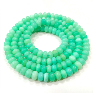 Cuentas de Calcedonia Verde Peruana Natural en Forma de Rondelle de 8-9mm Lisas para la Fabricación de Joyas, Se Venden por Hilo de 8 Pulgadas de Largo - Product Image 1