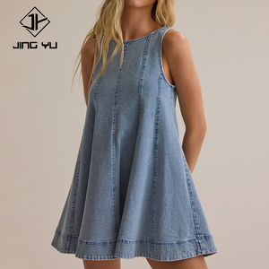 Nouvelle Robe en Jean Décontractée de Luxe Sans Manches avec Patchwork 2026 – Mini-Robe en Jean Personnalisée en Coton Biologique - Product Image 4