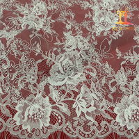Nouvel arrivage : Tissu en dentelle de tulle brodé fantaisie en nylon chimique écologique avec perles, style français, pour mariée XM-FL0262