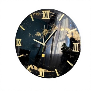 Horloge murale moderne en résine, ronde, décorative, avec chiffres romains dorés, pour salon, chambre, bureau et restaurants - Product Image 4
