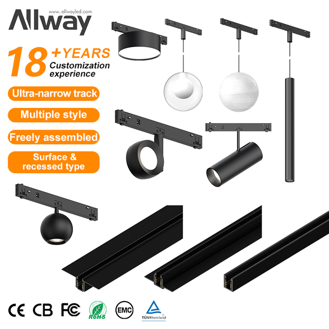 Easy Install LED Track Lighting System 4W/6W/8W/10W/12W/15W/16W Supermarket Use High Brightness Recessed Magnetic Track Light