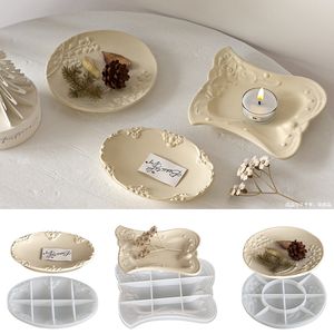 Mattiniero europeo Vintage goffrato ovale quadrato piatto rotondo stampo in <span class=keywords><strong>Silicone</strong></span> per resina cemento gesso fai da te artigianato - Product Image 1