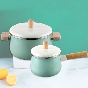 Ensemble <span class=keywords><strong>de</strong></span> casseroles en émail métallique au design minimaliste et d'un savoir-faire exceptionnel, avec poignée en bois, <span class=keywords><strong>ustensiles</strong></span> <span class=keywords><strong>de</strong></span> <span class=keywords><strong>cuisine</strong></span> écologiques <span class=keywords><strong>pour</strong></span> compléments alimentaires <span class=keywords><strong>pour</strong></span> bébés - Product Image 6