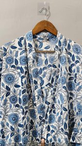 Bata Kimono de Algodón con Estampado Floral para Mujer, Manga Tres Cuartos, Estilo Casual, Ligera y Suave para Primavera - Product Image 4