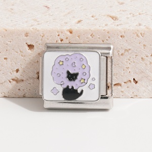 Nuevas llegadas: Pulsera italiana popular con dijes de gato, de acero inoxidable, con dijes de gato, dijes italianos - Product Image 5